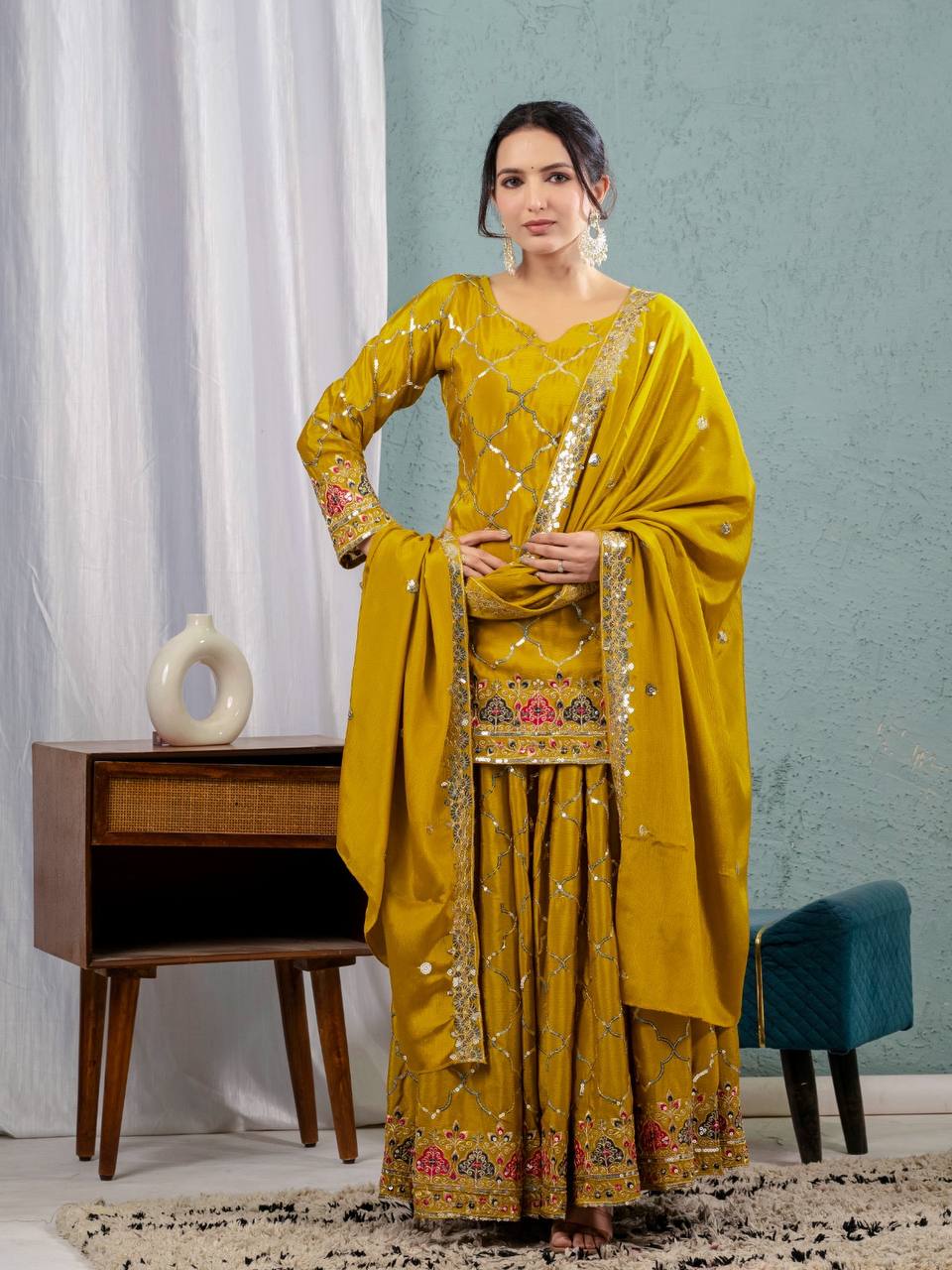 Bridal Sophistication: The Ivory Lattice Ceremonial Gharara